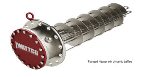 Flanged heater with baffles
