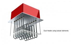 Duct heater using tubular elements