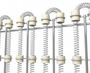 Open coil elements on a rack.